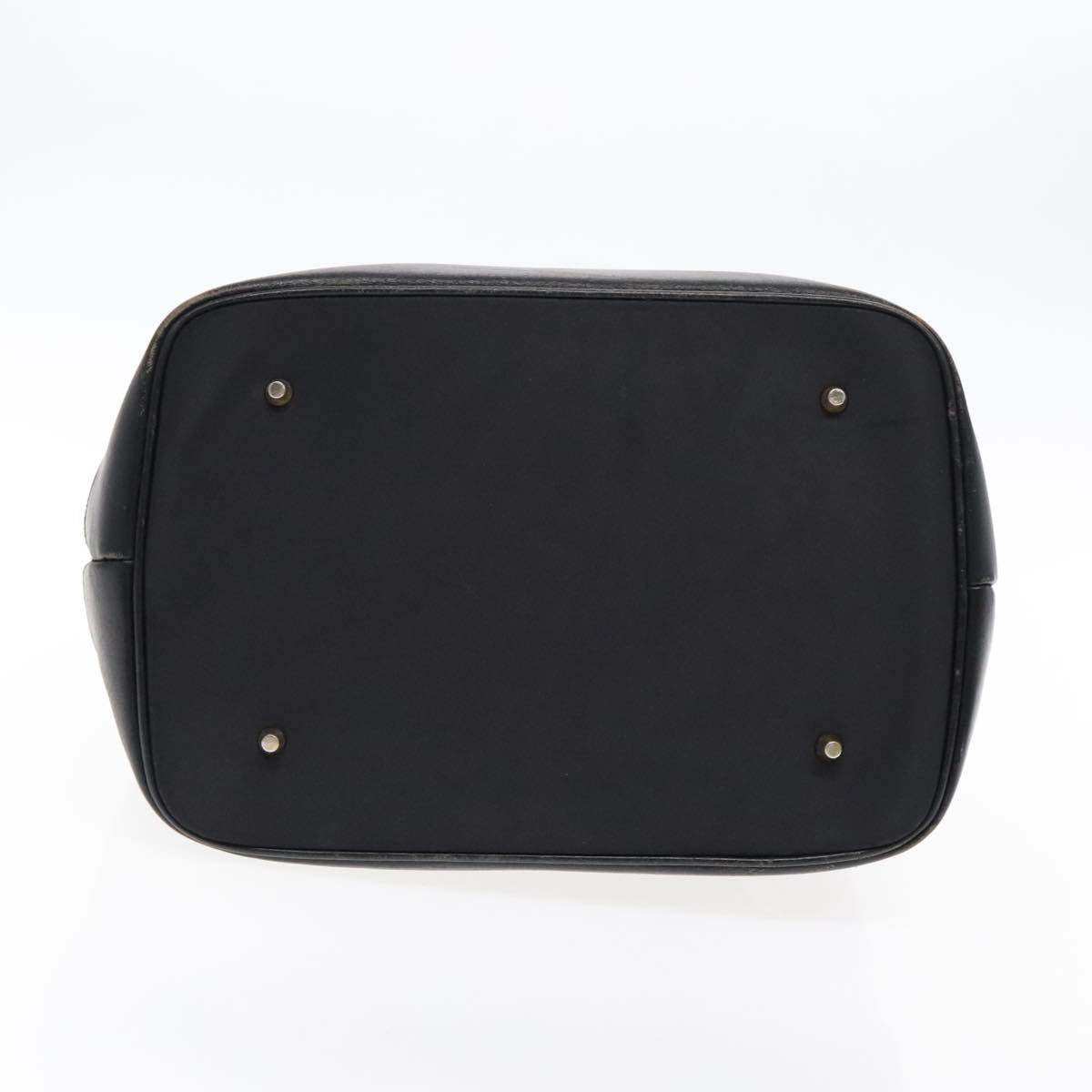 SAINT LAURENT Tote Bag Nylon Leather Black Gold Auth ar12681