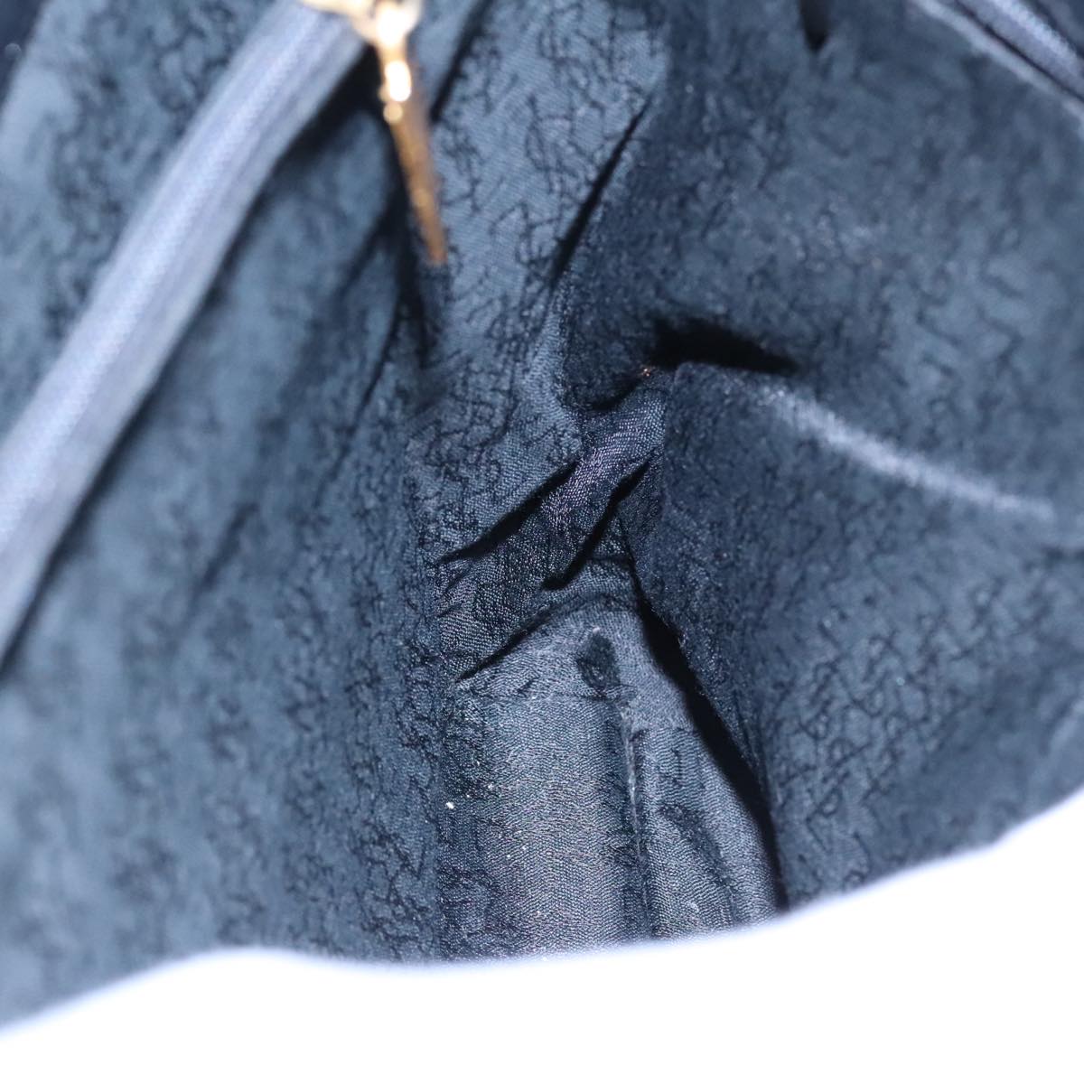 SAINT LAURENT Tote Bag Nylon Leather Black Gold Auth ar12681