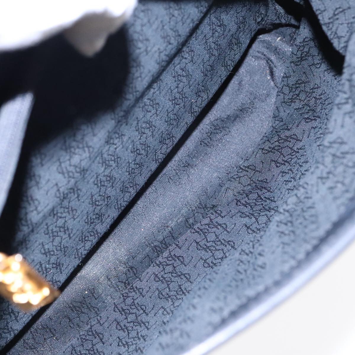 SAINT LAURENT Tote Bag Nylon Leather Black Gold Auth ar12681