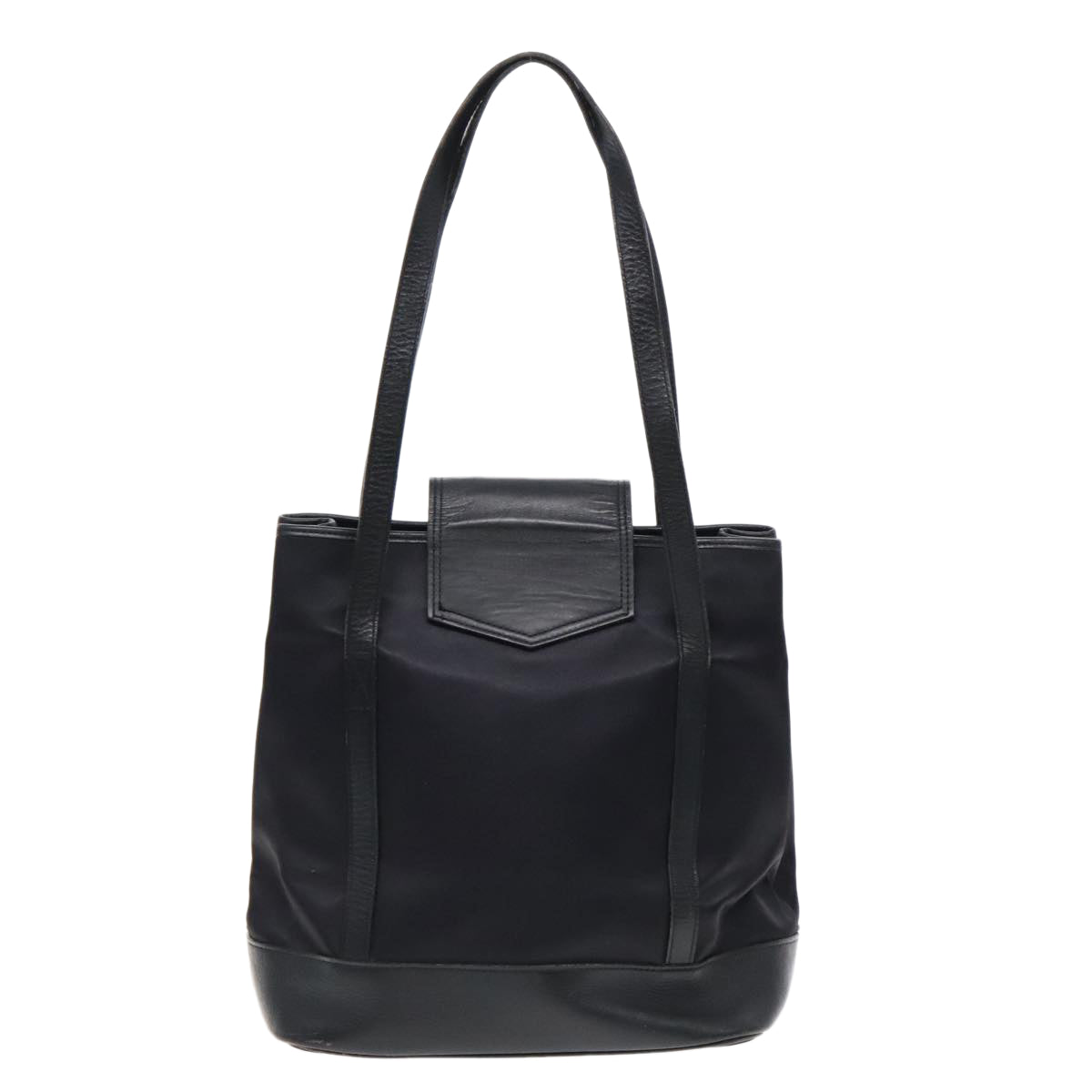 SAINT LAURENT Tote Bag Nylon Leather Black Gold Auth ar12681