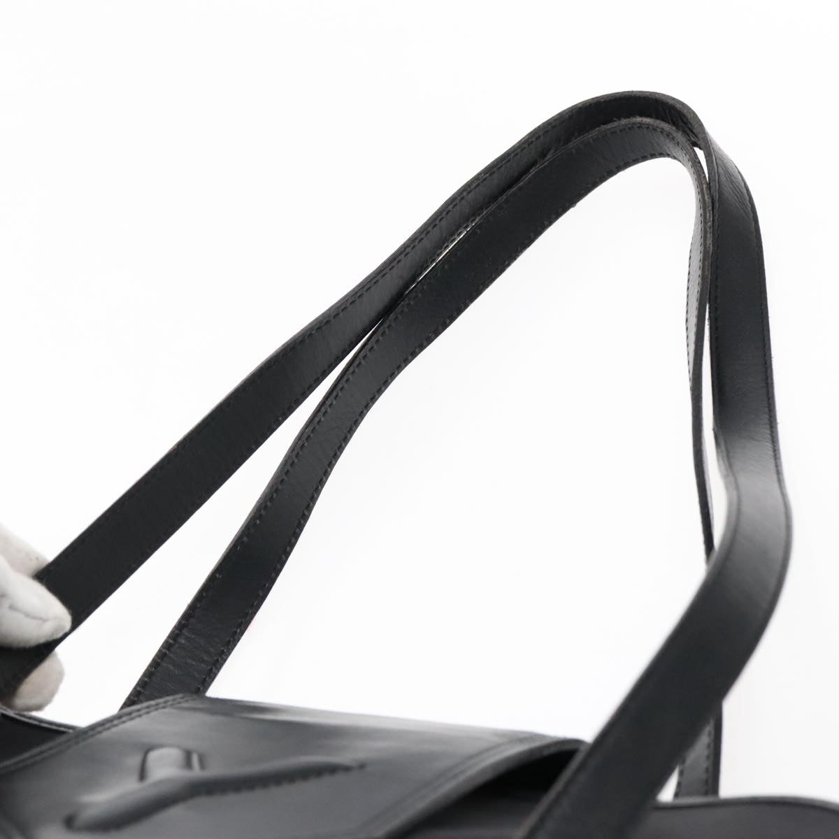 SAINT LAURENT Tote Bag Nylon Leather Black Gold Auth ar12681