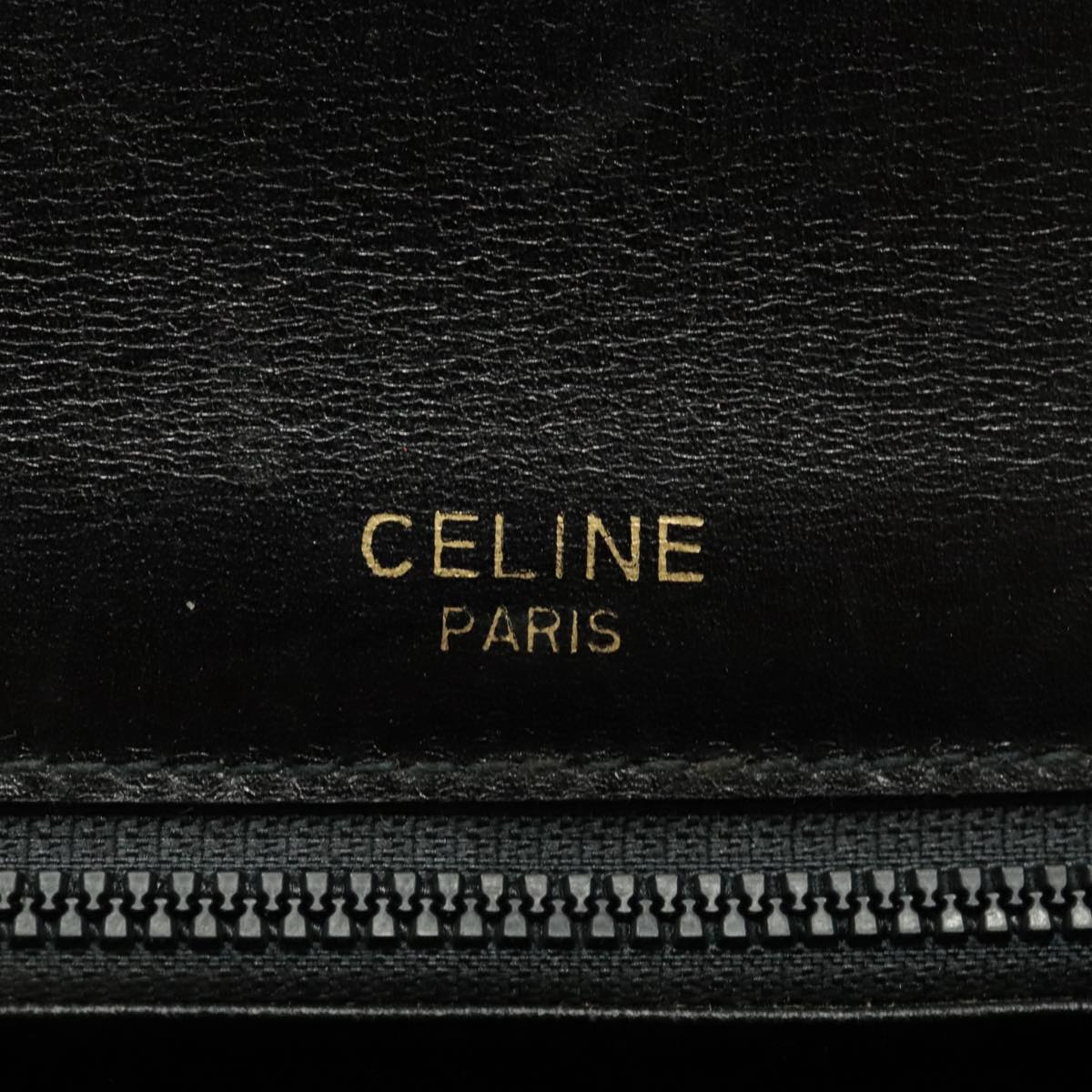 CELINE Shoulder Bag Leather Black Gold Auth ar12705