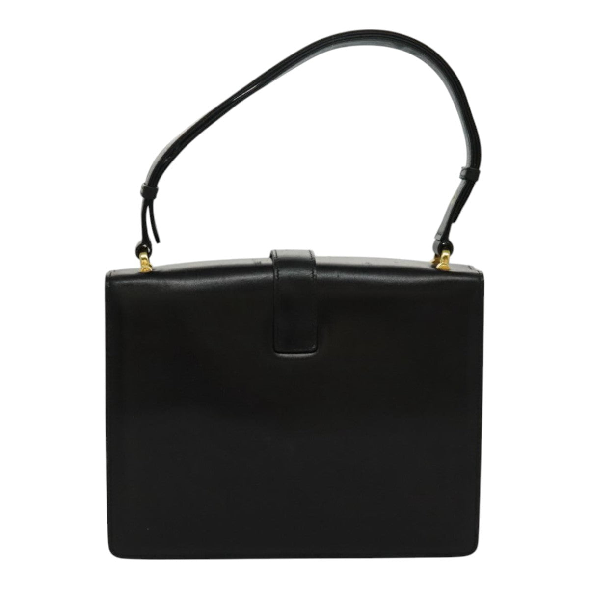 CELINE Shoulder Bag Leather Black Gold Auth ar12705