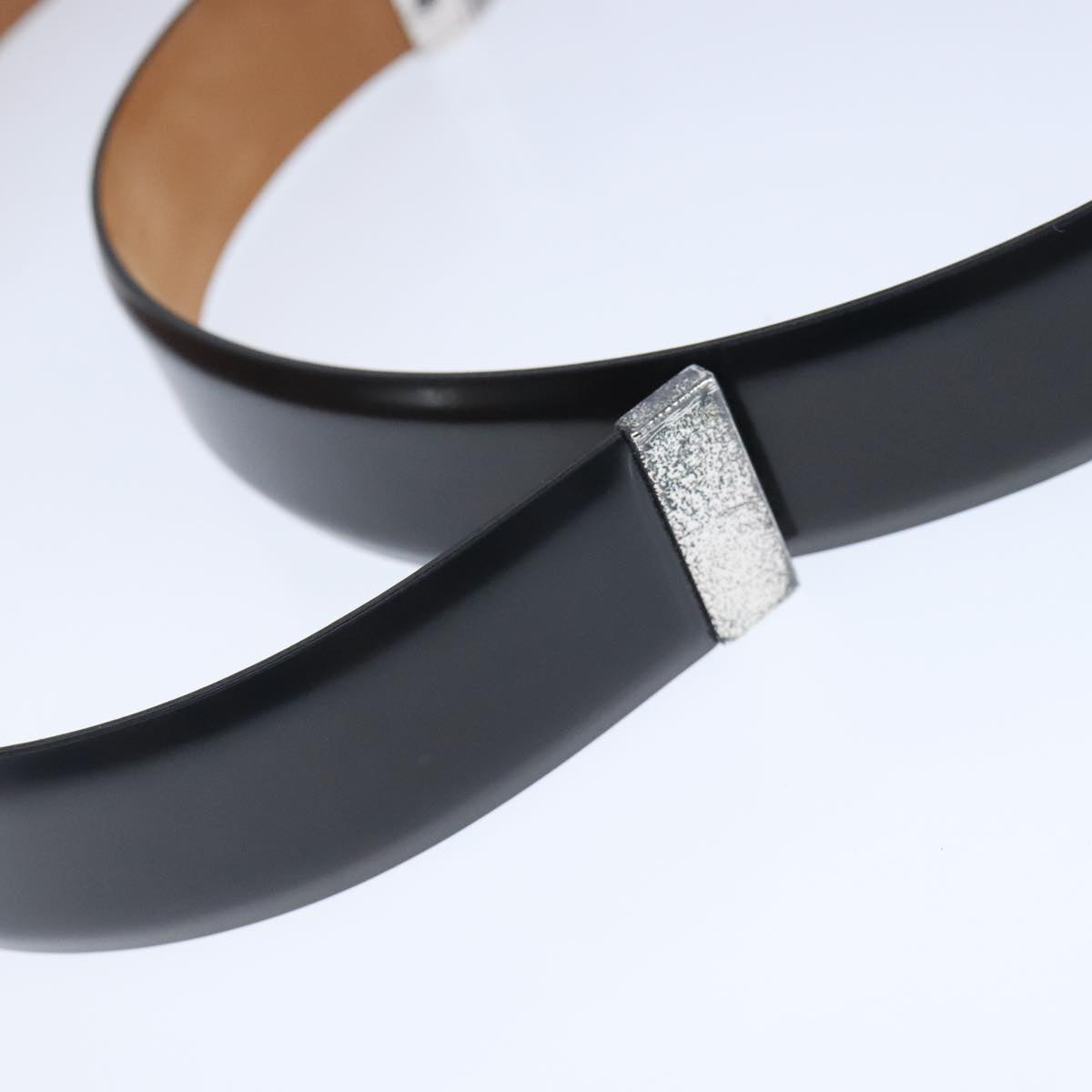 LOUIS VUITTON Ceinture Carre Belt Leather 41.7"""""""" Black Silver LV Auth ar12999