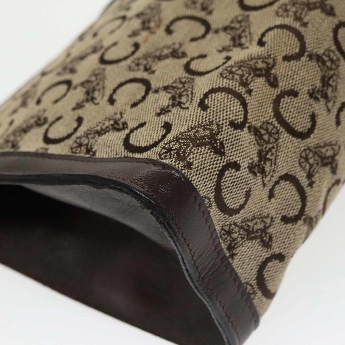 CELINE C Sulky Clutch Bag Canvas Brown Auth ar13006