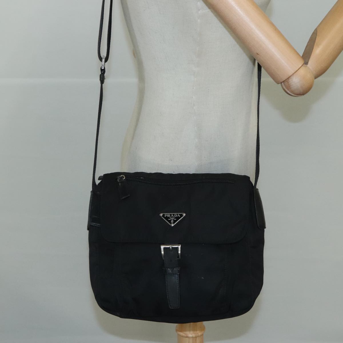 PRADA Shoulder Bag Nylon Black Auth ar13035