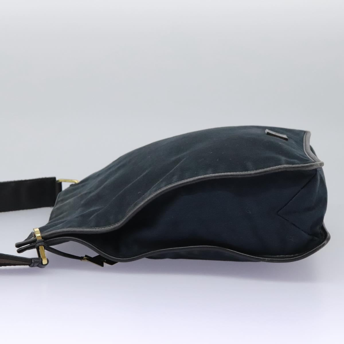 GUCCI Sherry Line Shoulder Bag Canvas Black Brown Auth ar13040
