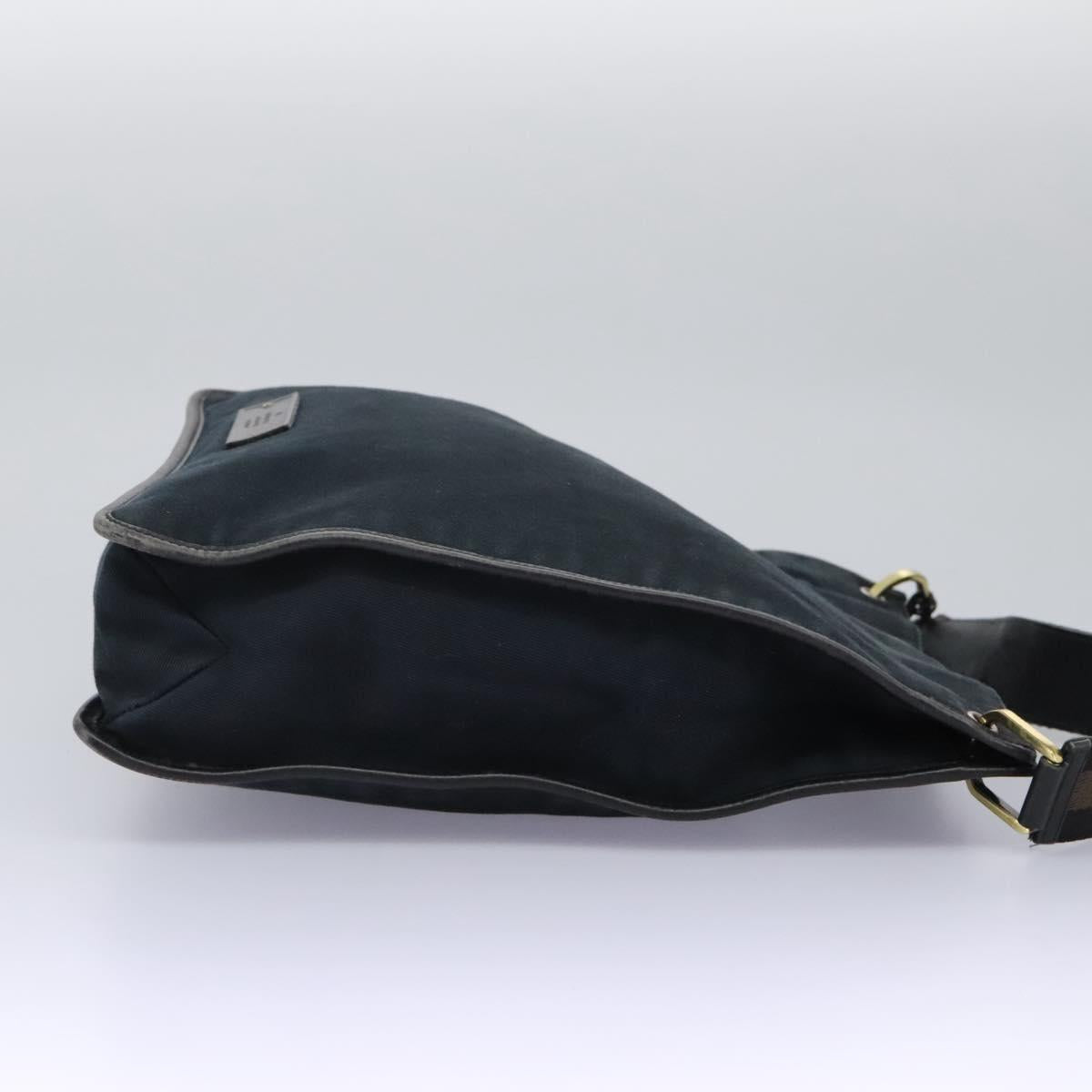GUCCI Sherry Line Shoulder Bag Canvas Black Brown Auth ar13040