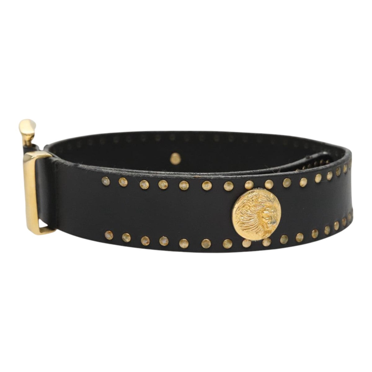 Gianni Versace Belt Leather 29.9"" Black Auth ar13083