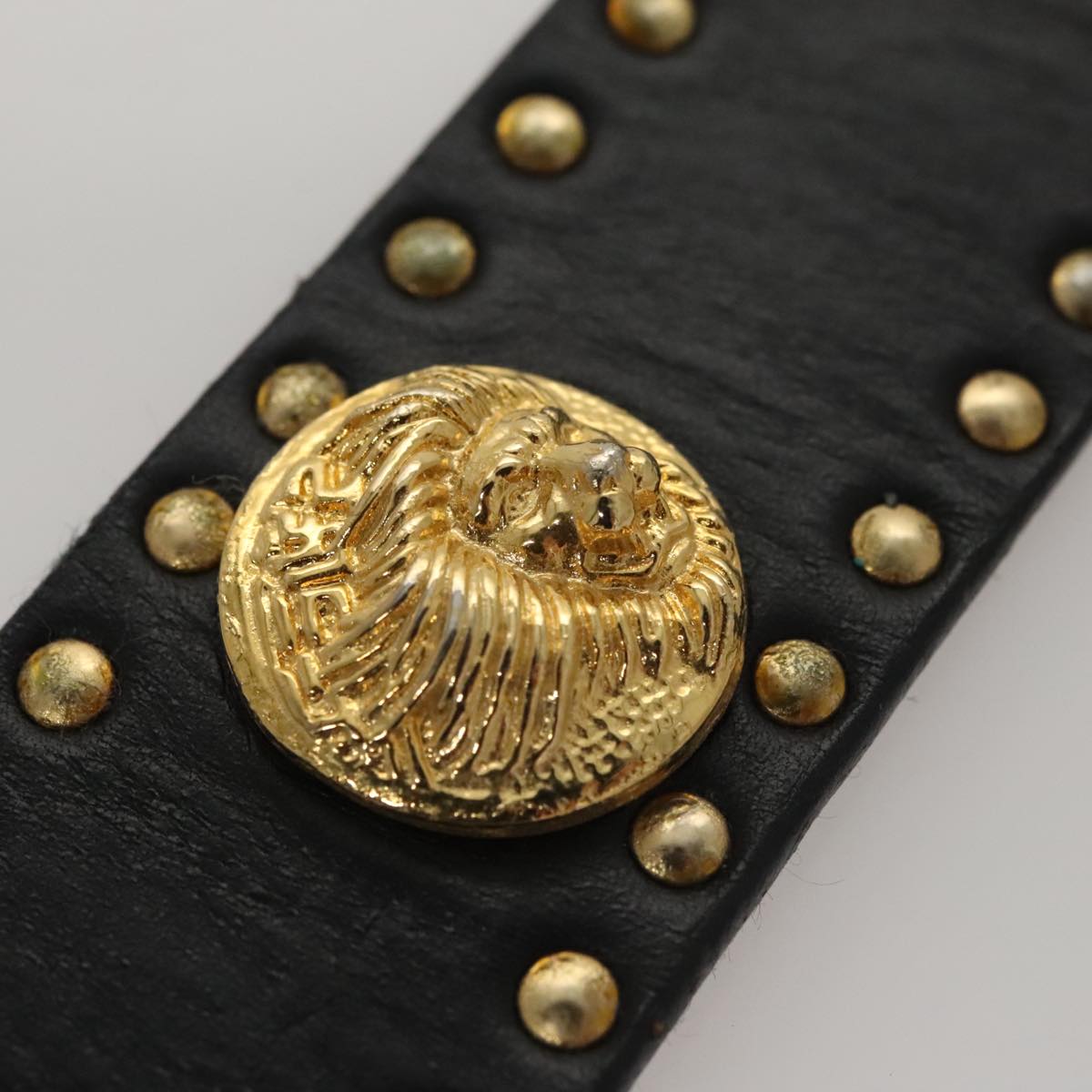 Gianni Versace Belt Leather 29.9"" Black Auth ar13083