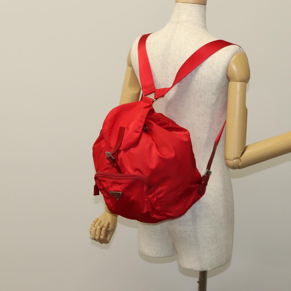 PRADA Backpack Nylon Red Auth ar13087