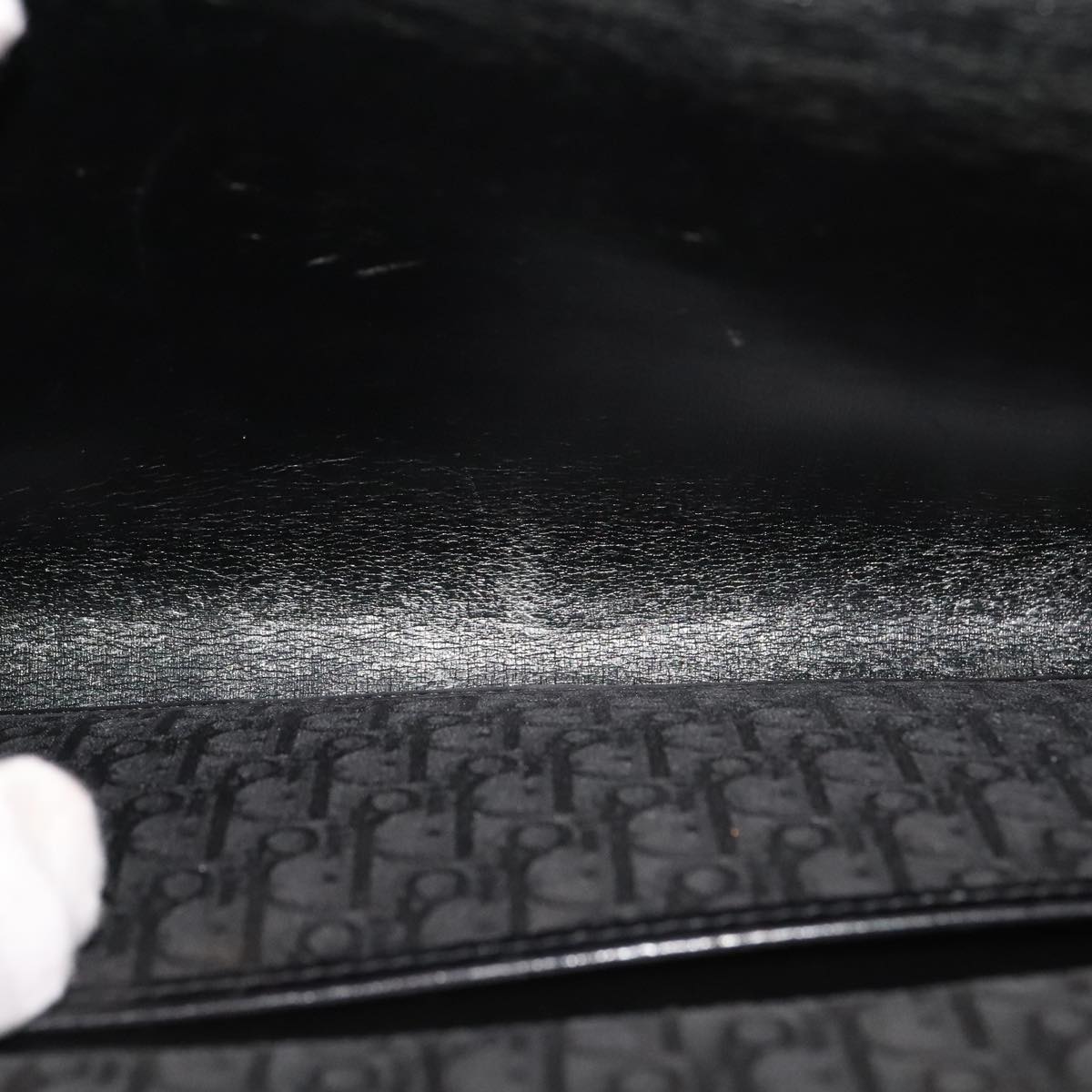 Christian Dior Trotter Canvas Chain Shoulder Bag Black Auth ar13108