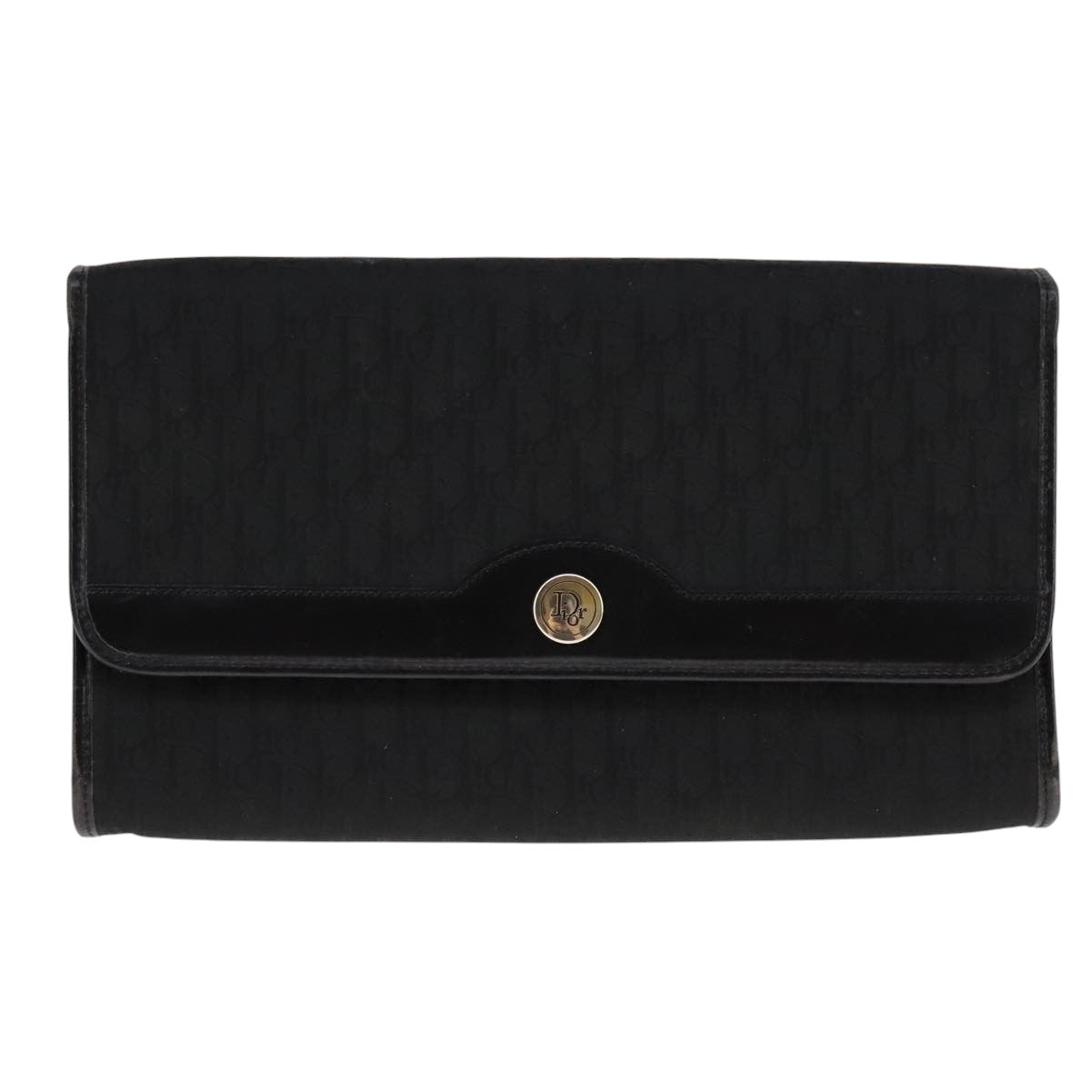 Christian Dior Trotter Canvas Chain Shoulder Bag Black Auth ar13108