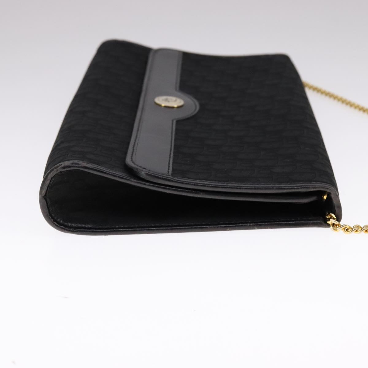 Christian Dior Trotter Canvas Chain Shoulder Bag Black Auth ar13108