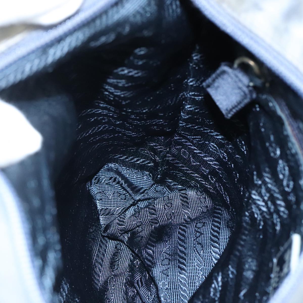 PRADA Shoulder Bag Satin Blue Auth ar13121