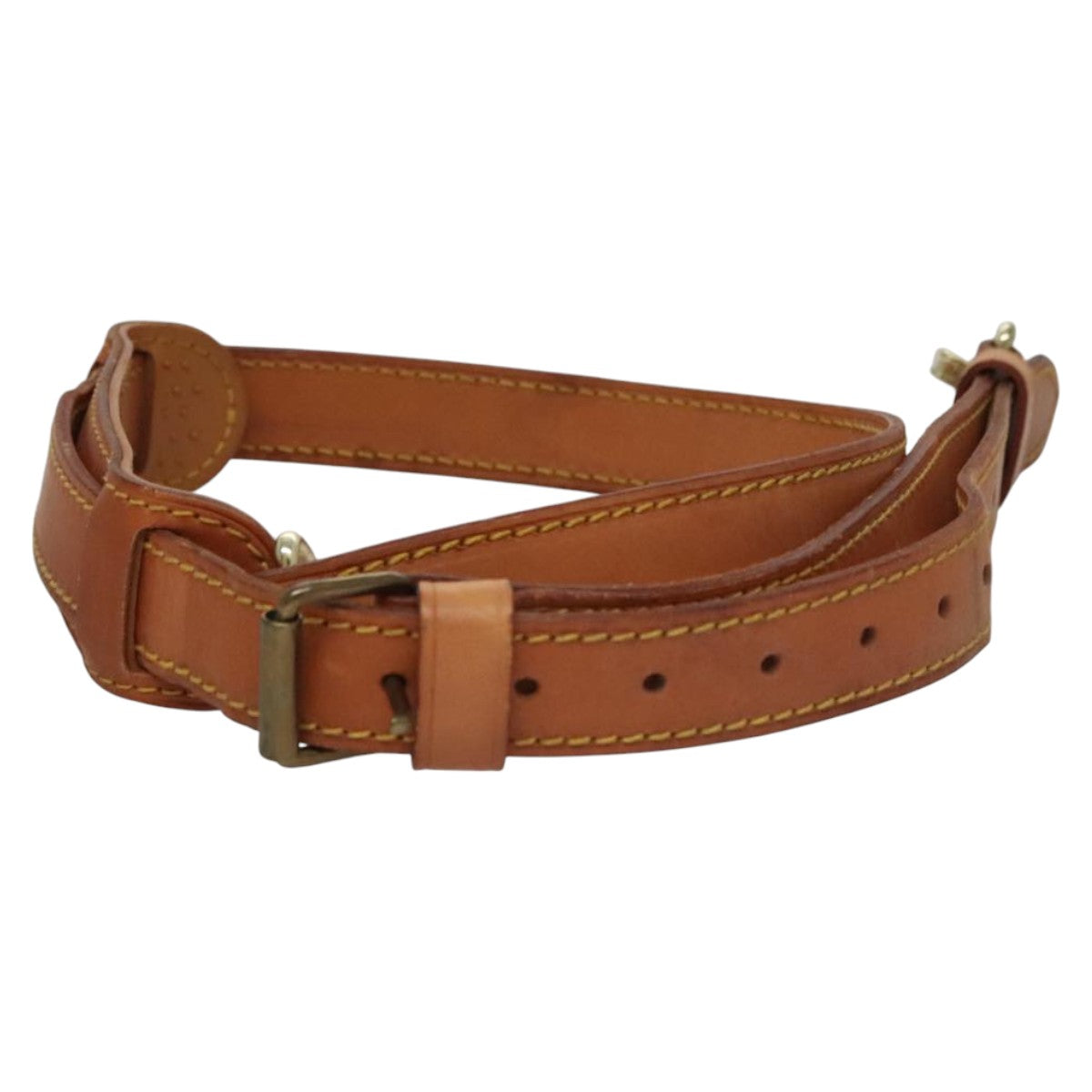 LOUIS VUITTON Adjustable Shoulder Strap Leather 31.1""-38.2"" Beige Auth ar13151