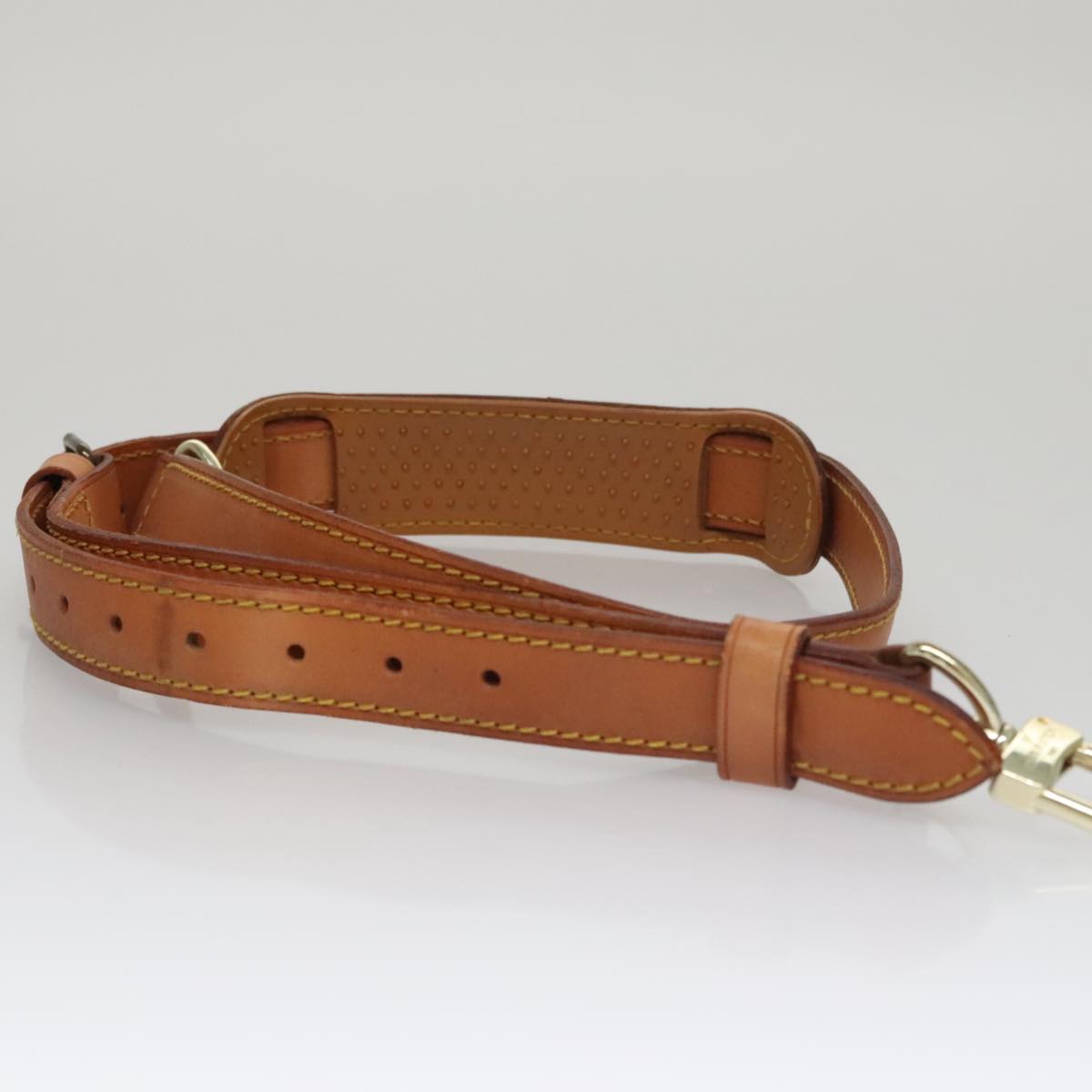 LOUIS VUITTON Adjustable Shoulder Strap Leather 31.1""-38.2"" Beige Auth ar13151