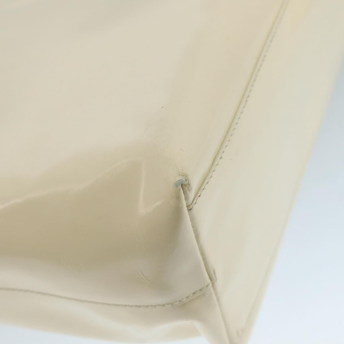 PRADA Hand Bag Patent leather Beige Auth ar13198