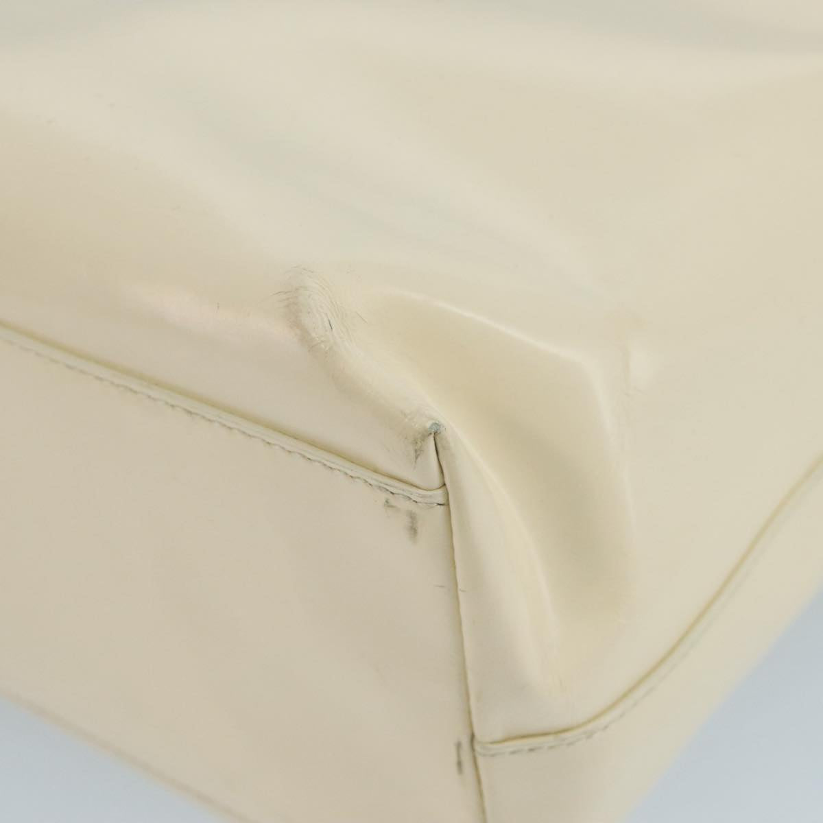 PRADA Hand Bag Patent leather Beige Auth ar13198