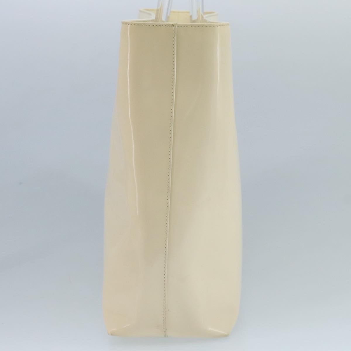 PRADA Hand Bag Patent leather Beige Auth ar13198