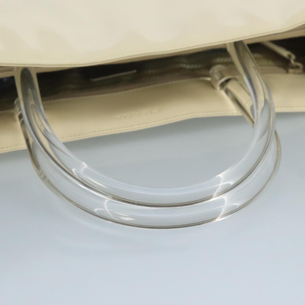 PRADA Hand Bag Patent leather Beige Auth ar13198