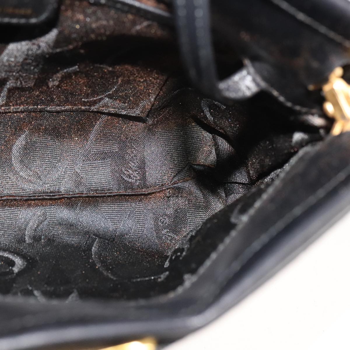 Salvatore Ferragamo Vala Shoulder Bag Leather Black Gold Auth ar13206