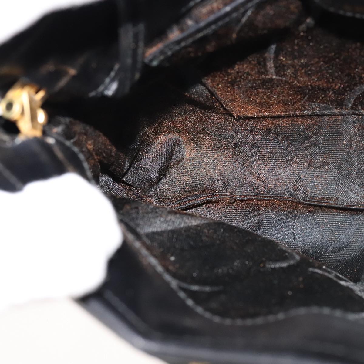 Salvatore Ferragamo Vala Shoulder Bag Leather Black Gold Auth ar13206