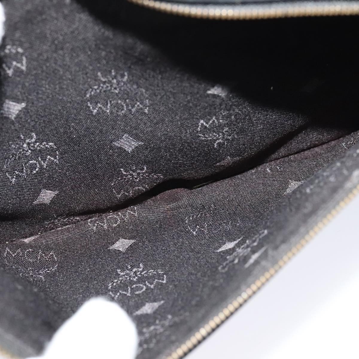 MCM Vicetos Logogram Clutch Bag PVC Black Gold Auth ar13233