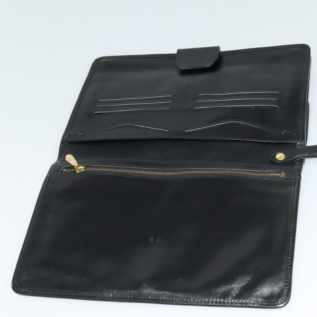 MCM Vicetos Logogram Clutch Bag PVC Black Gold Auth ar13233