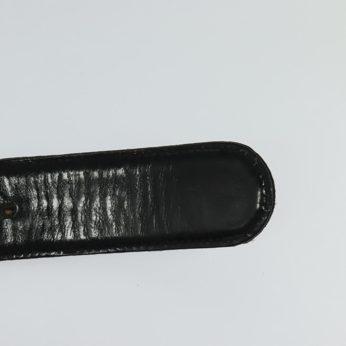 BVLGARI Belt Canvas Leather 33.5""-35.4"" Black Auth ar13234