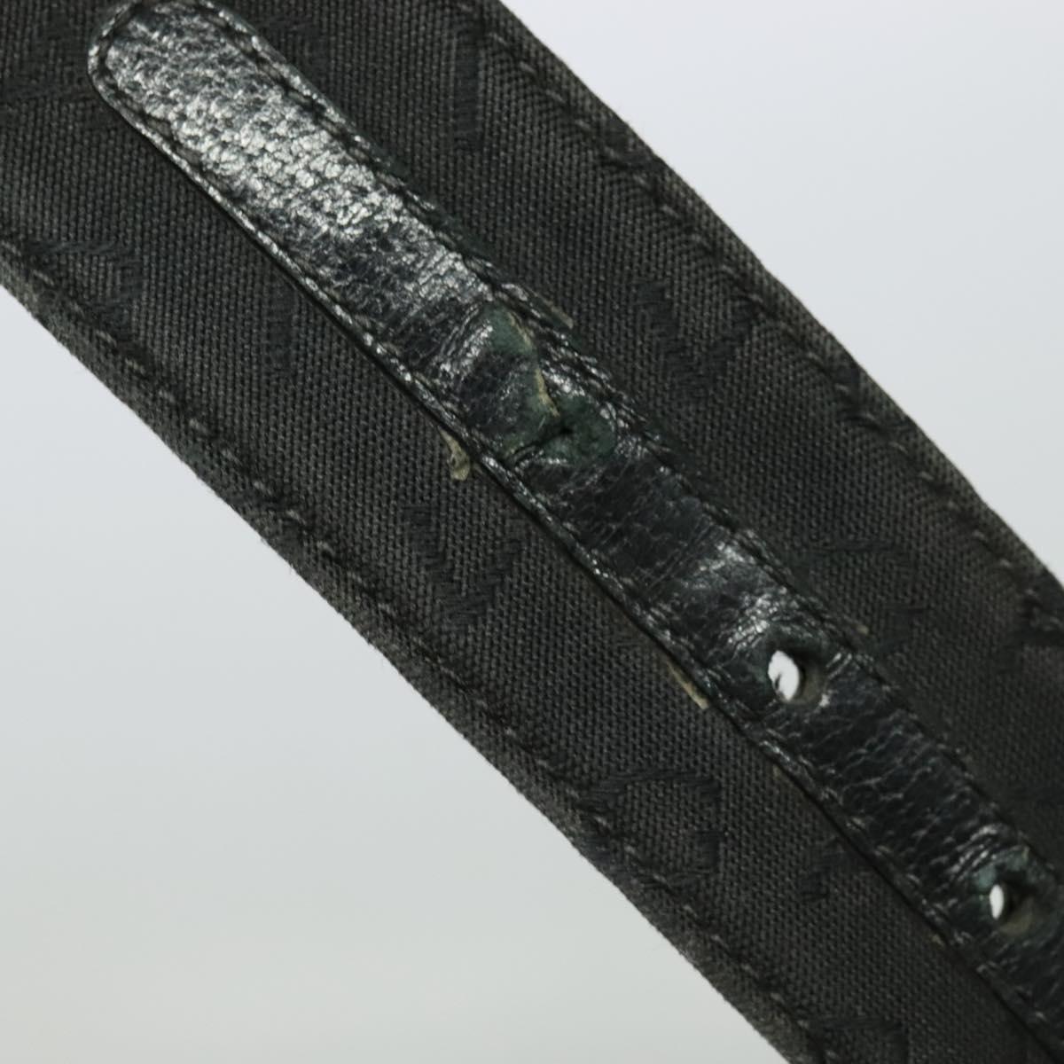 BVLGARI Belt Canvas Leather 33.5""-35.4"" Black Auth ar13234