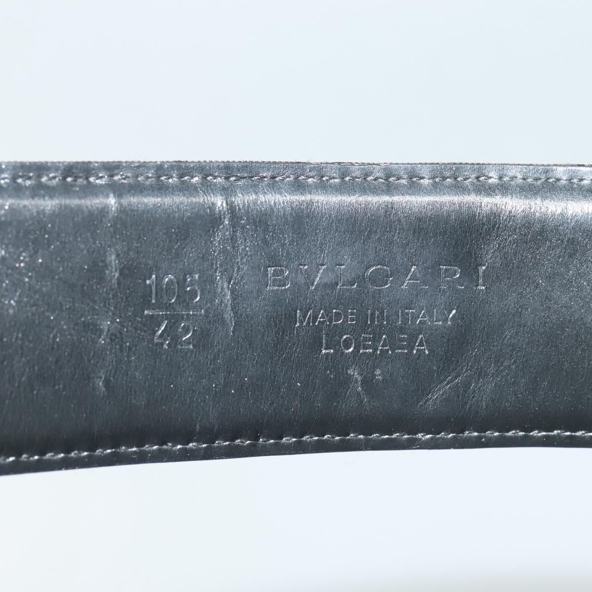 BVLGARI Belt Canvas Leather 33.5""-35.4"" Black Auth ar13234