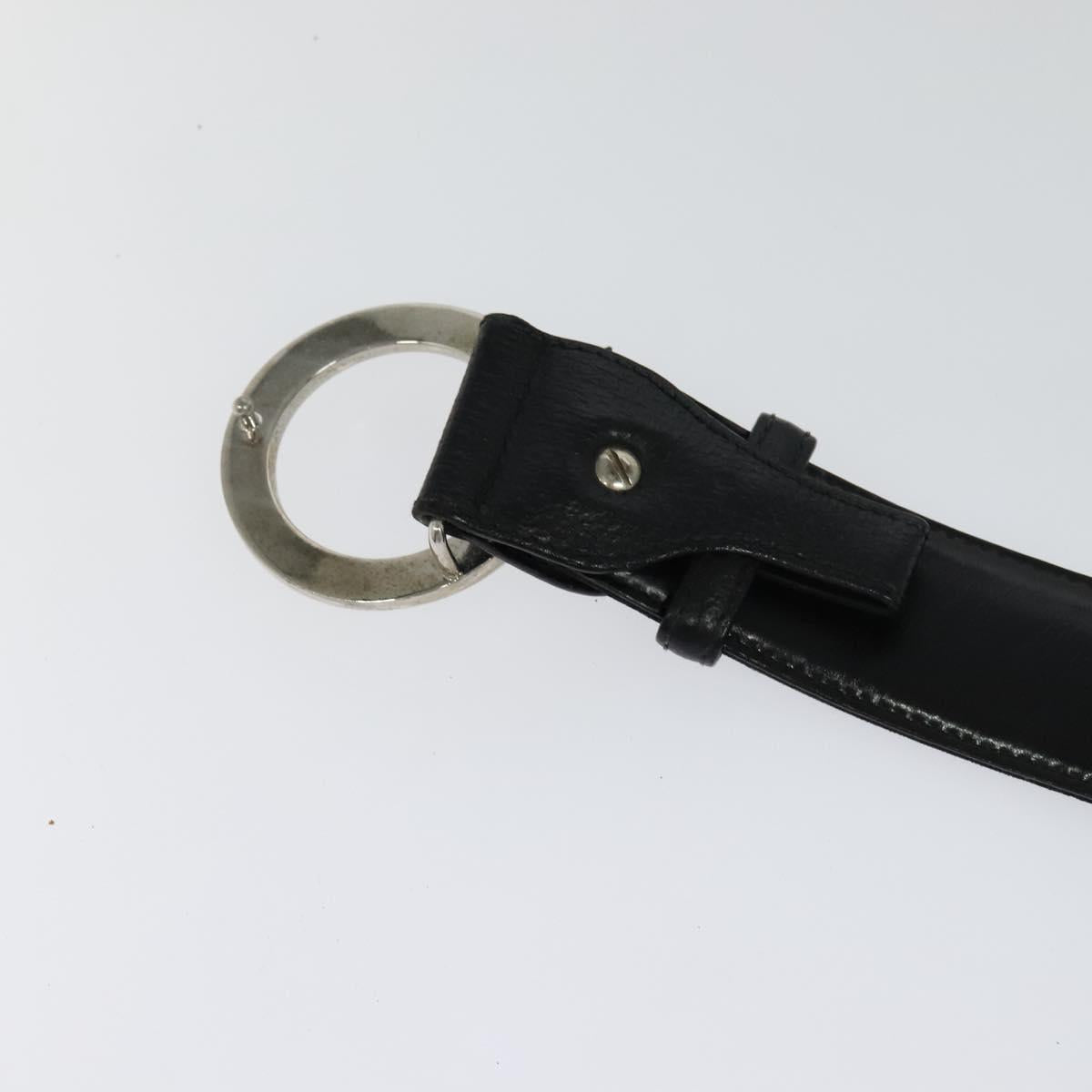 BVLGARI Belt Canvas Leather 33.5""-35.4"" Black Auth ar13234