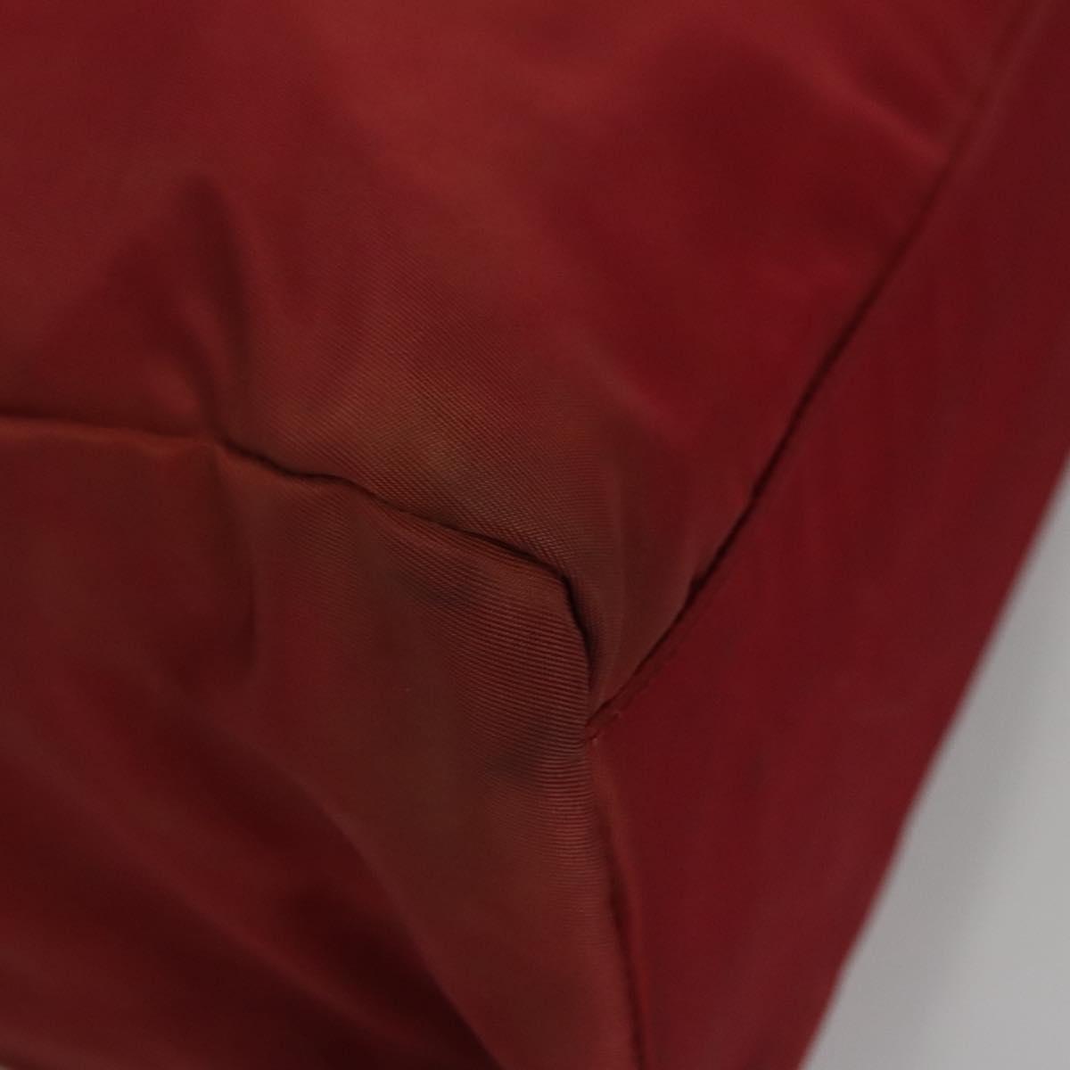 PRADA Hand Bag Nylon Red Silver Auth ar13253