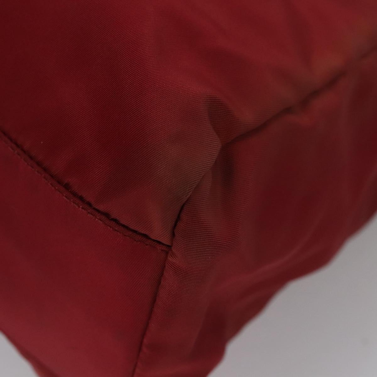 PRADA Hand Bag Nylon Red Silver Auth ar13253