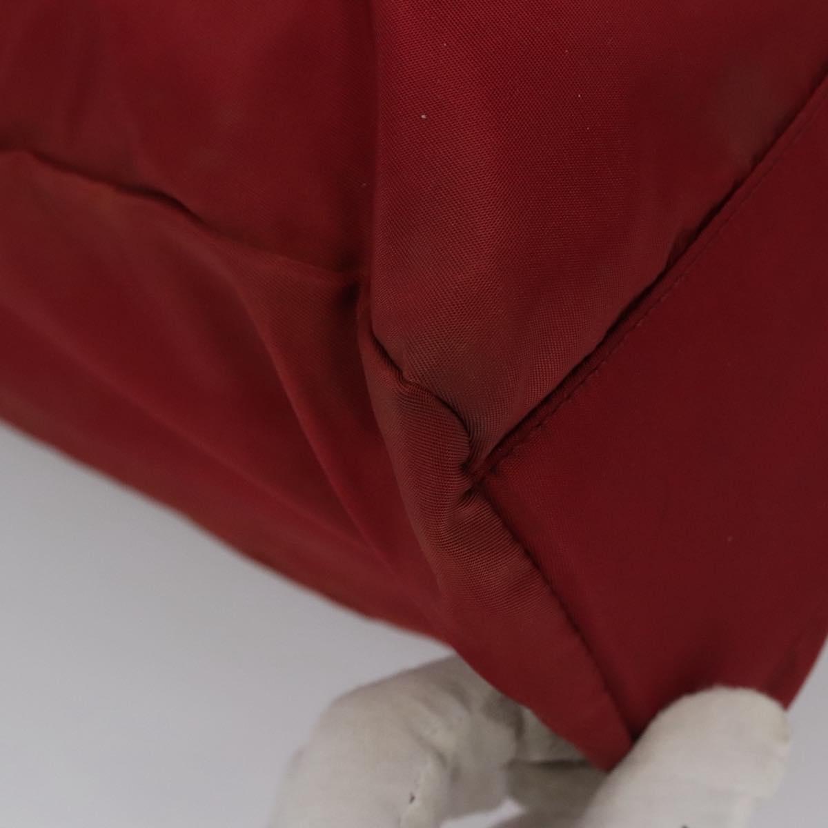 PRADA Hand Bag Nylon Red Silver Auth ar13253