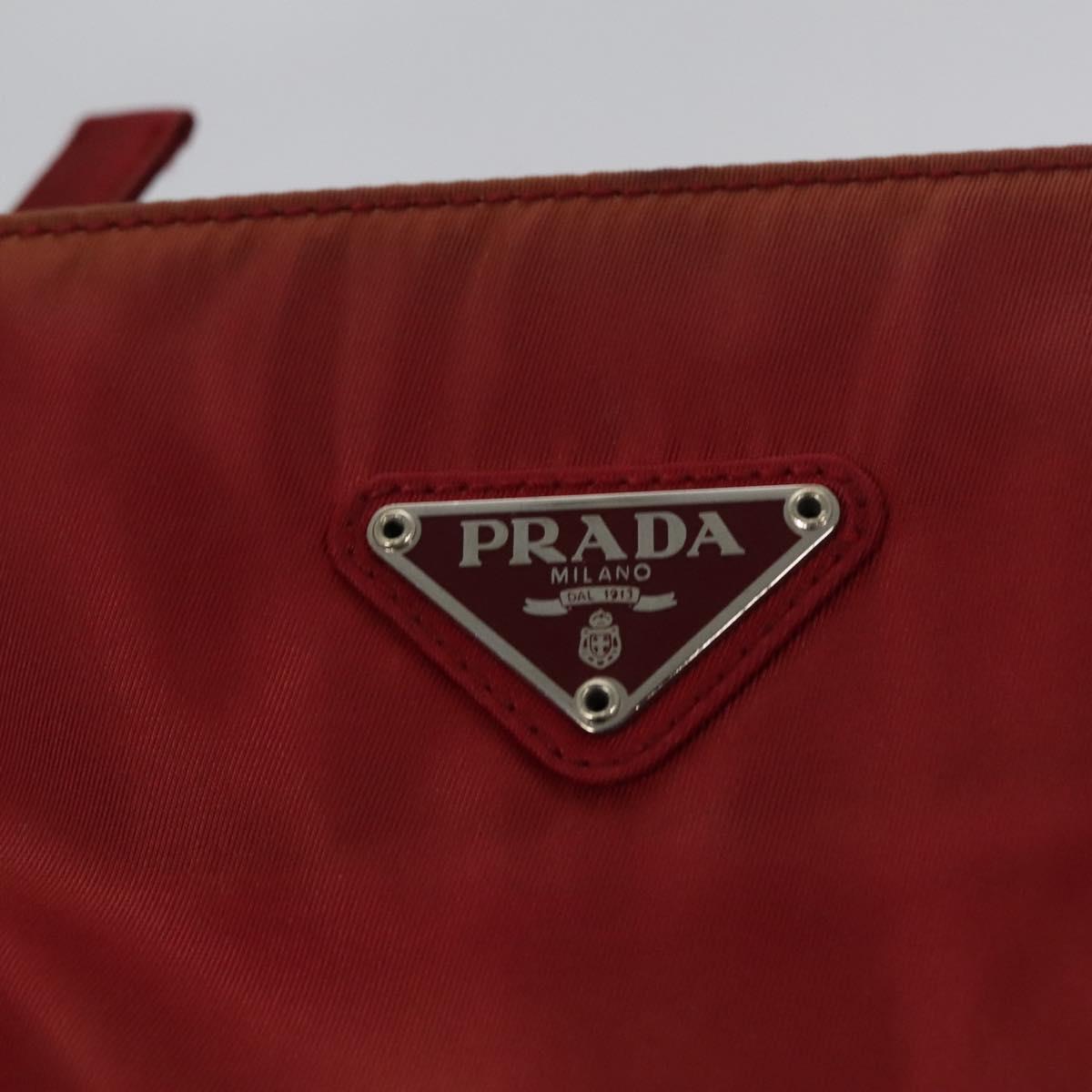 PRADA Hand Bag Nylon Red Silver Auth ar13253