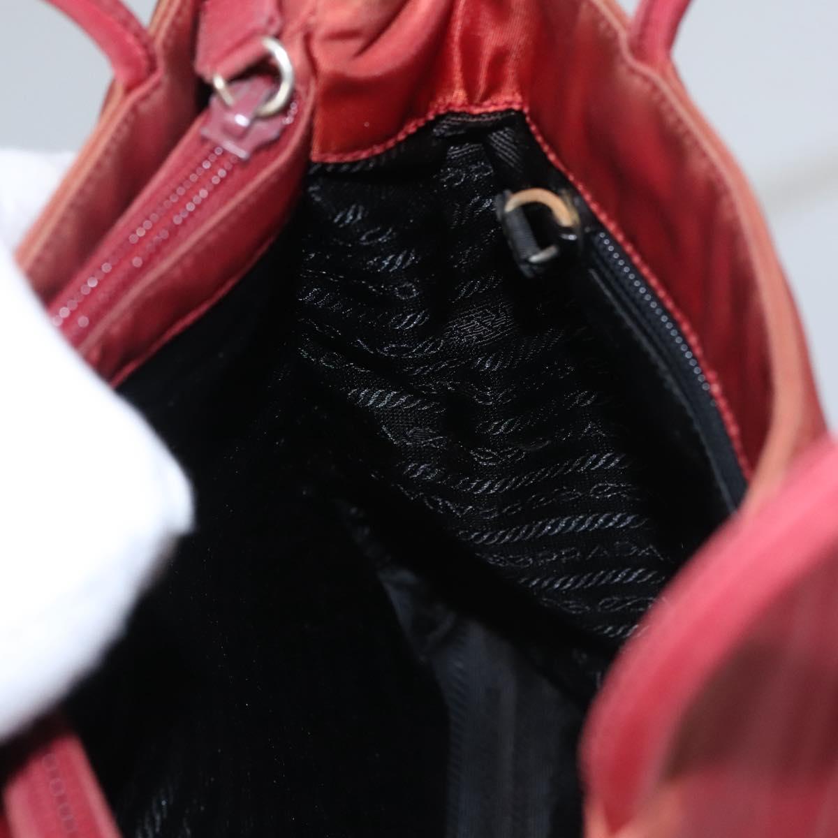 PRADA Hand Bag Nylon Red Silver Auth ar13253