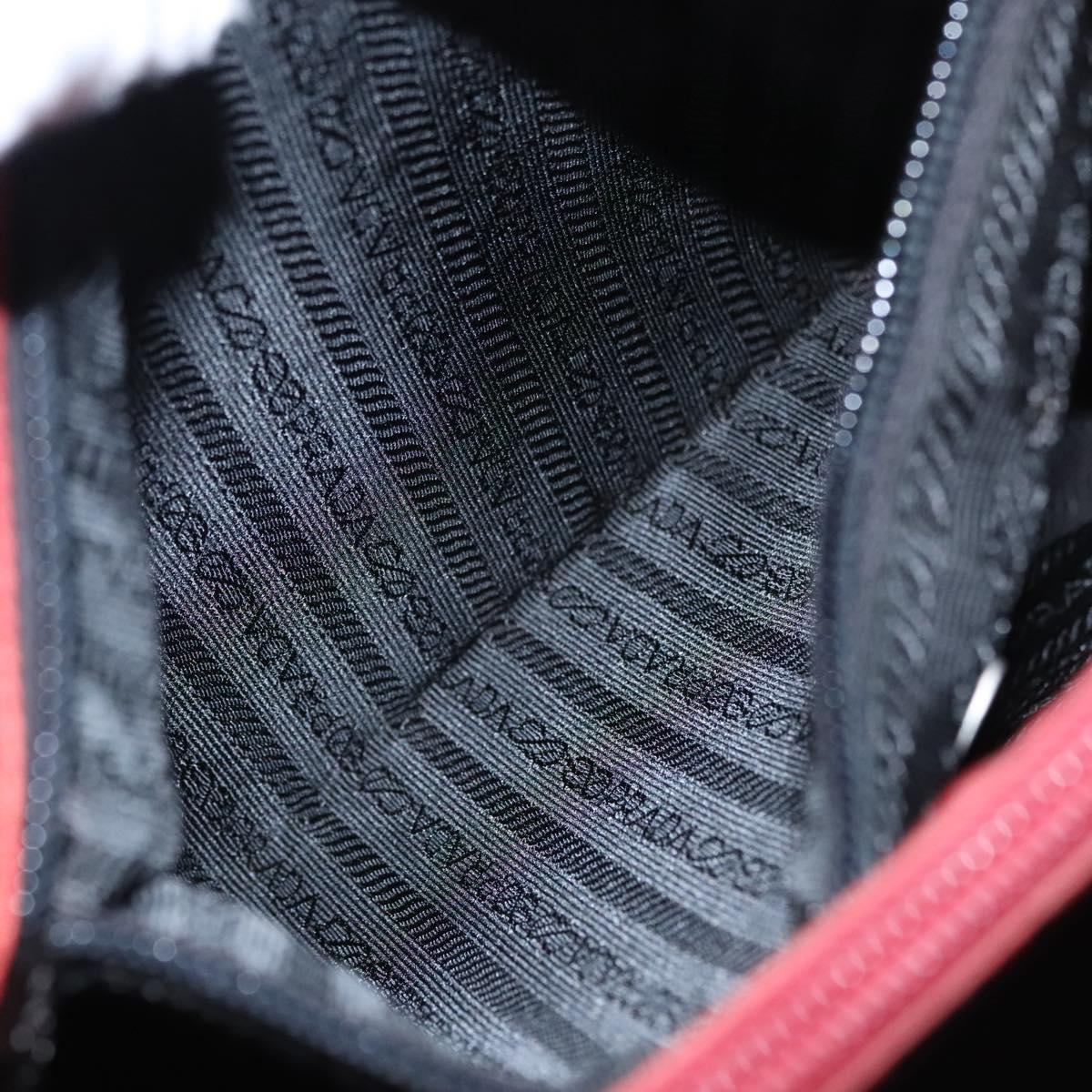 PRADA Hand Bag Nylon Red Silver Auth ar13253