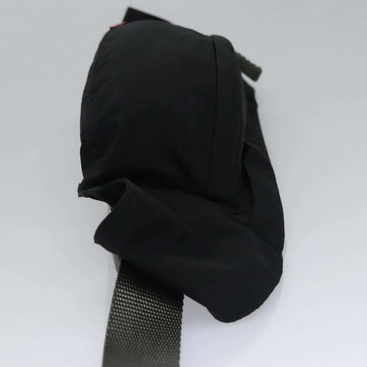PRADA Sports Waist Bag Nylon Black Gray Silver Auth ar13262