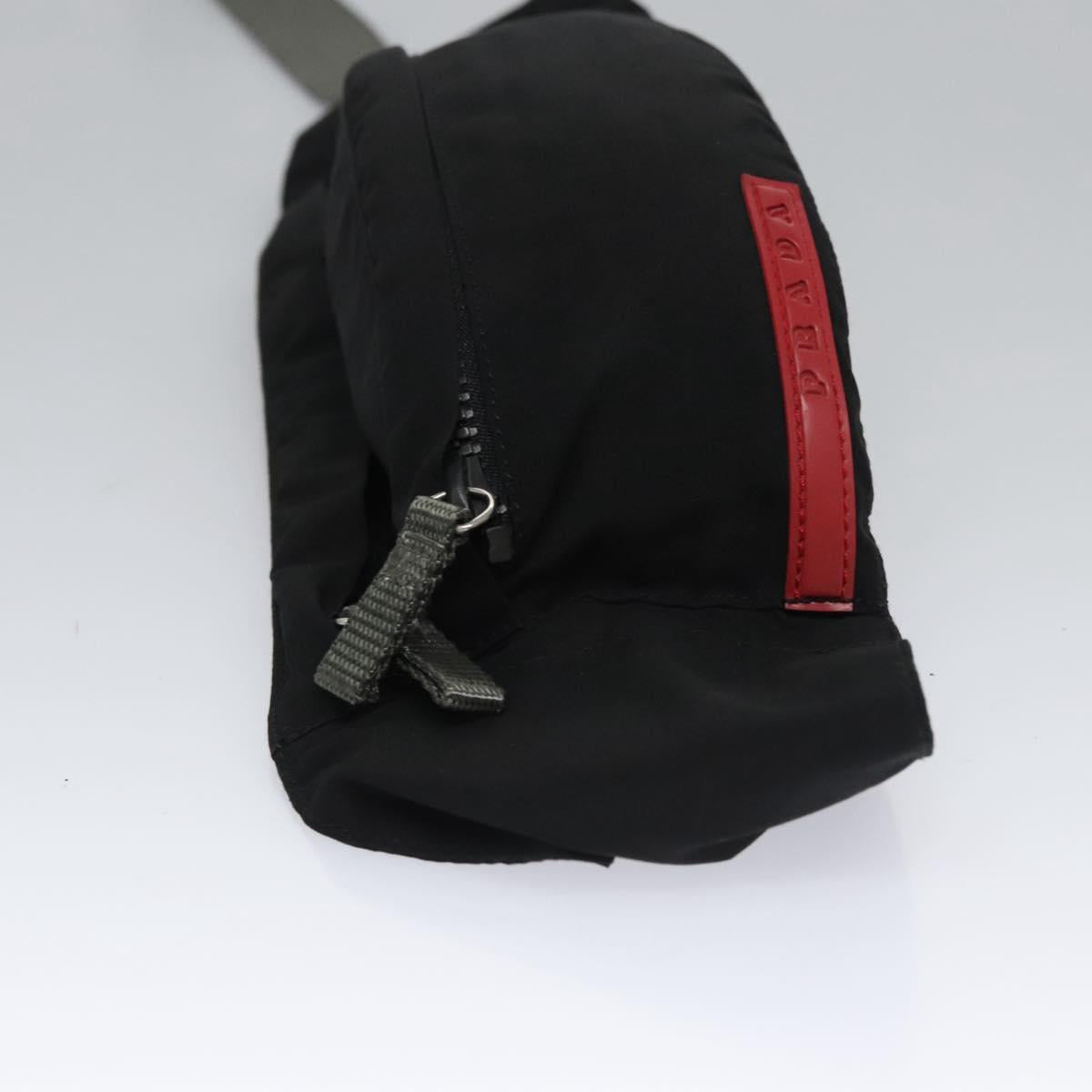 PRADA Sports Waist Bag Nylon Black Gray Silver Auth ar13262