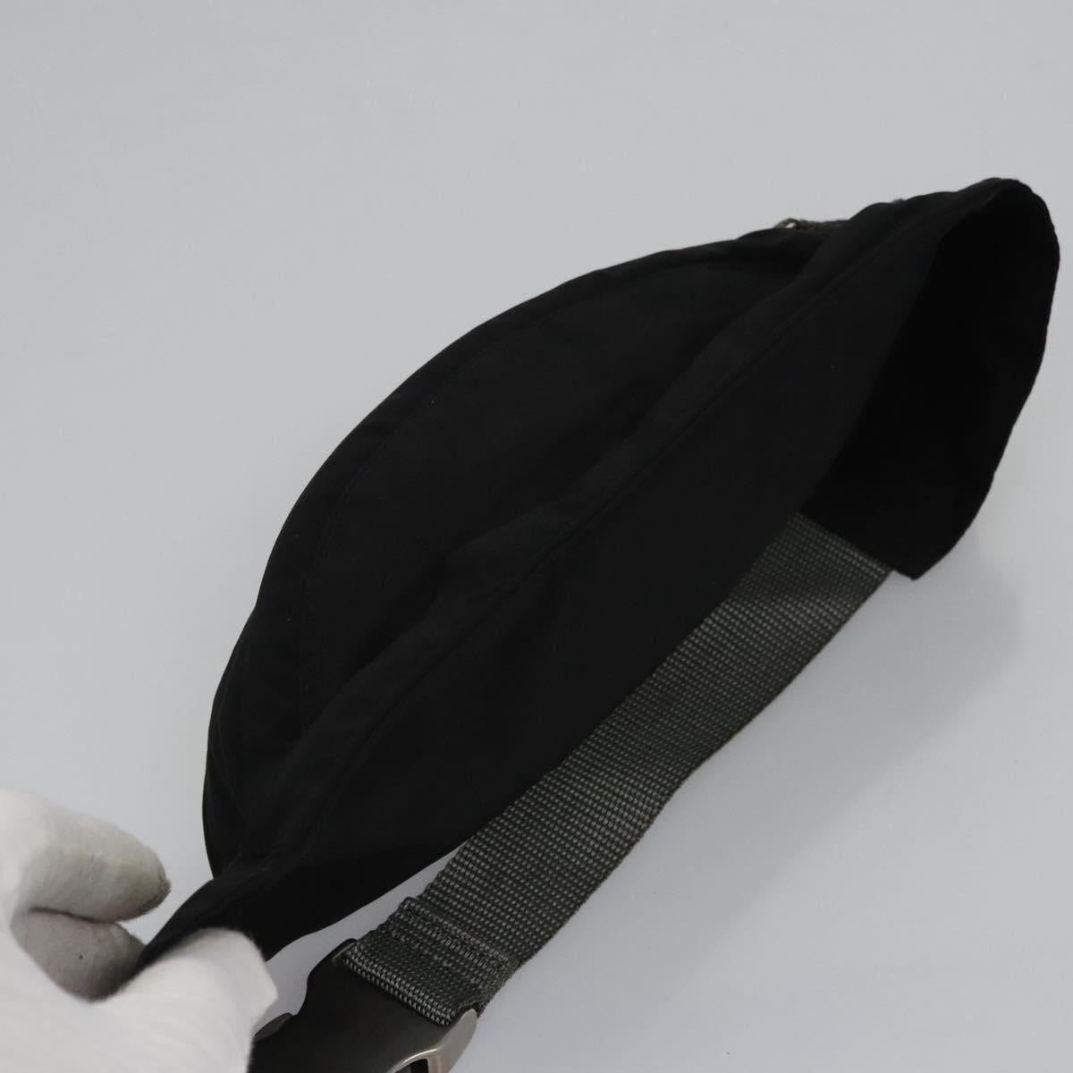 PRADA Sports Waist Bag Nylon Black Gray Silver Auth ar13262