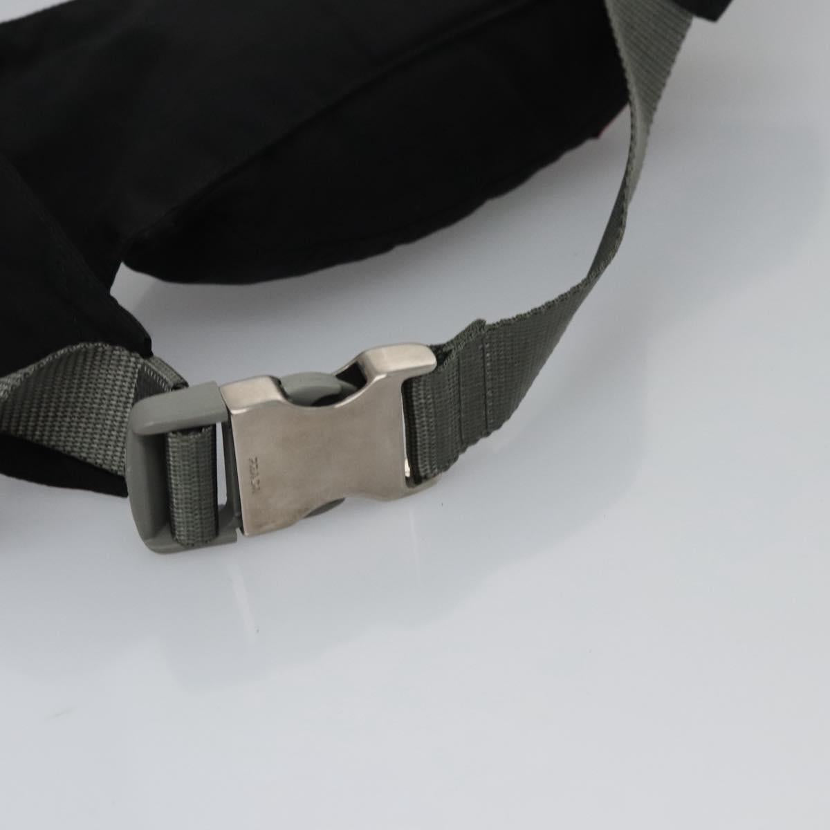 PRADA Sports Waist Bag Nylon Black Gray Silver Auth ar13262
