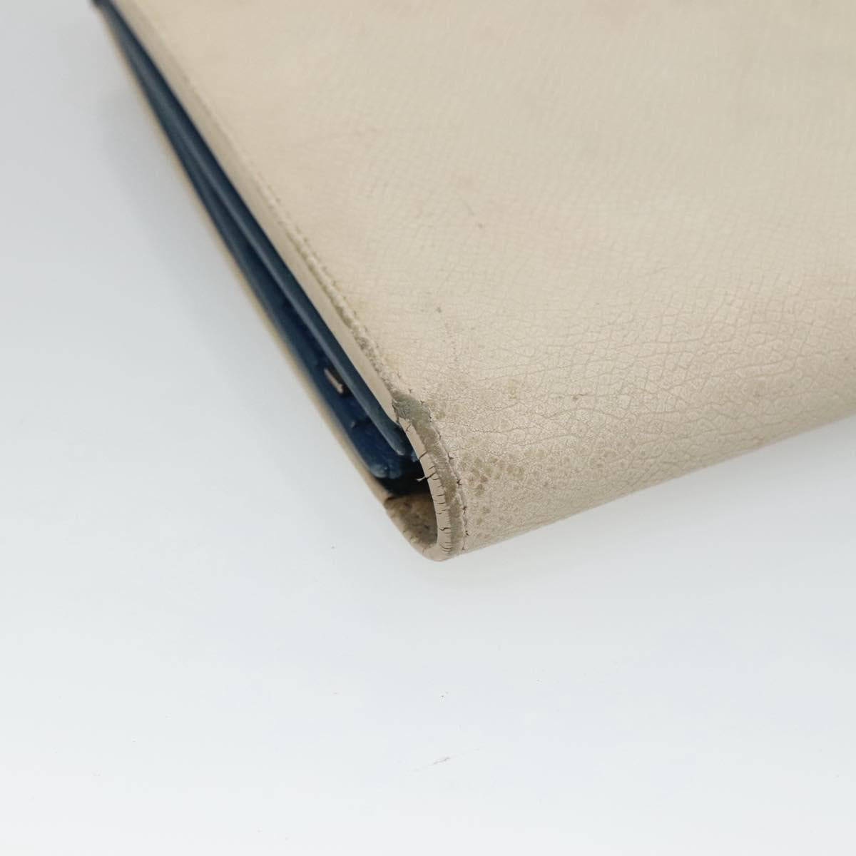 CELINE Large Strap Wallet Leather White Auth ar13263