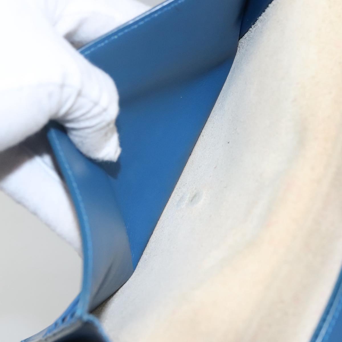 CELINE Large Strap Wallet Leather White Auth ar13263