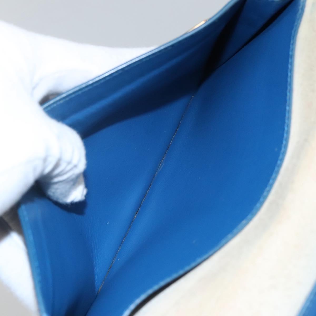 CELINE Large Strap Wallet Leather White Auth ar13263