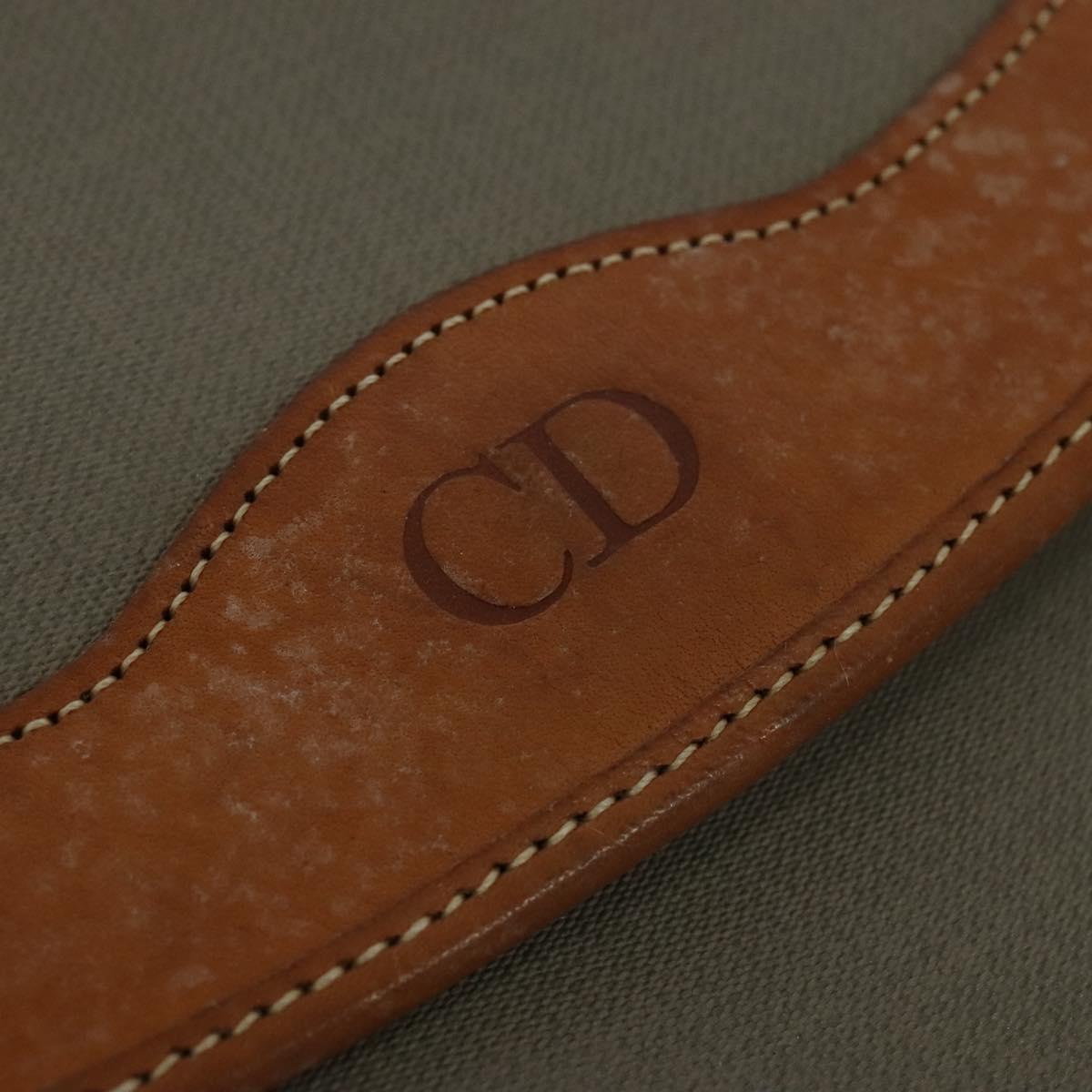 Christian Dior Trotter Canvas Clutch Bag Coated Canvas Brown gold Auth ar13268