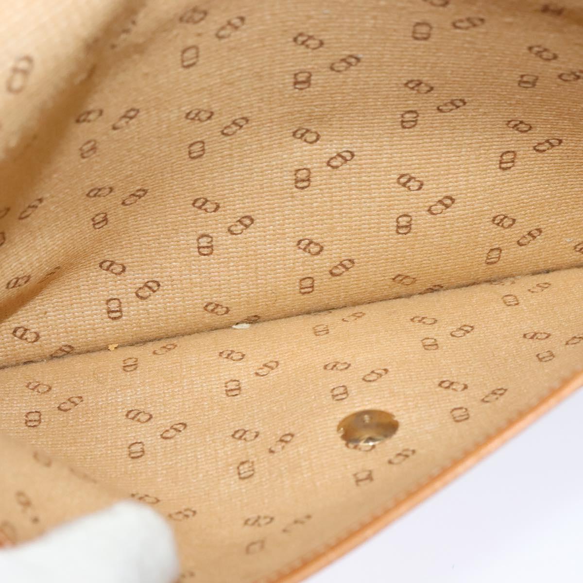 Christian Dior Trotter Canvas Clutch Bag Coated Canvas Brown gold Auth ar13268