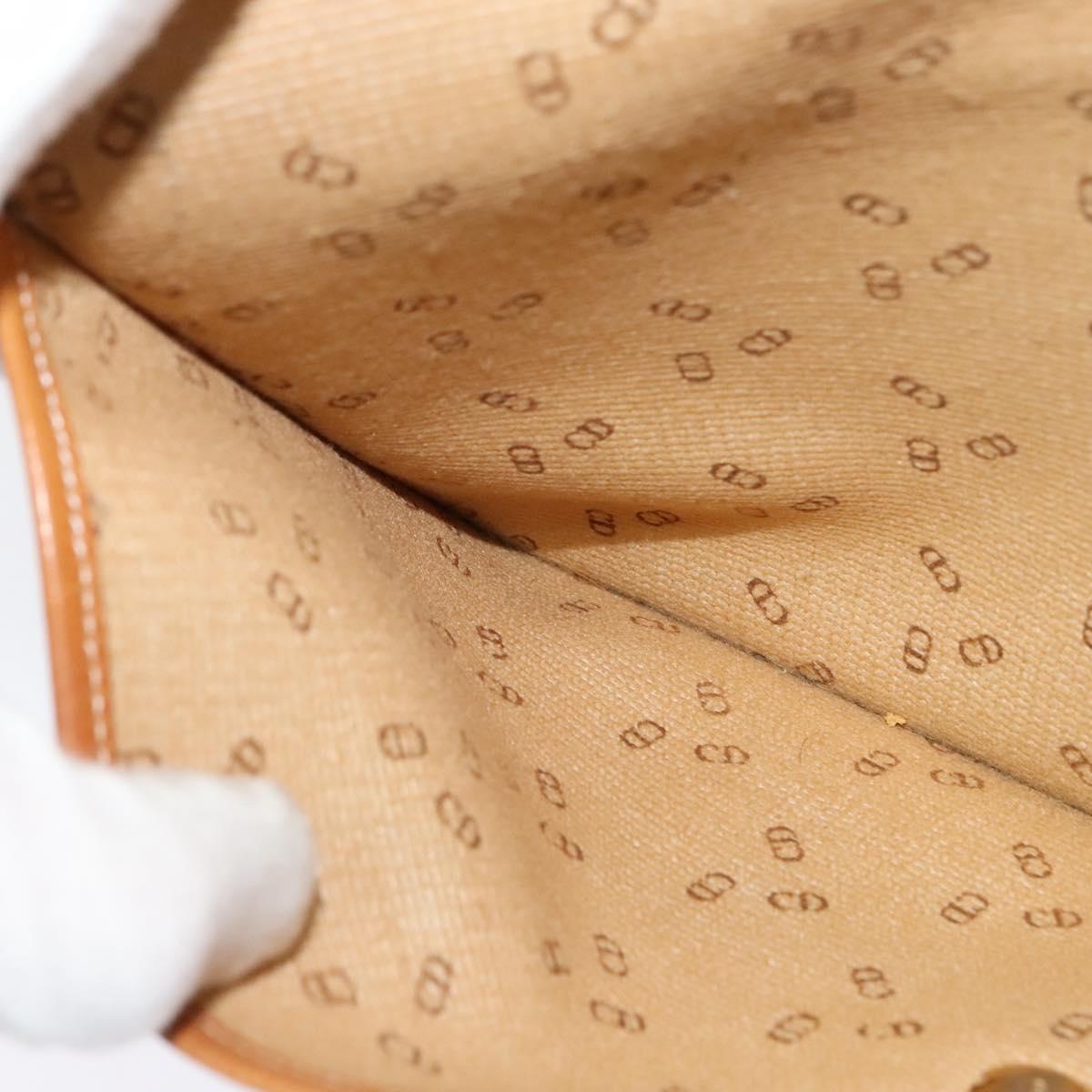 Christian Dior Trotter Canvas Clutch Bag Coated Canvas Brown gold Auth ar13268