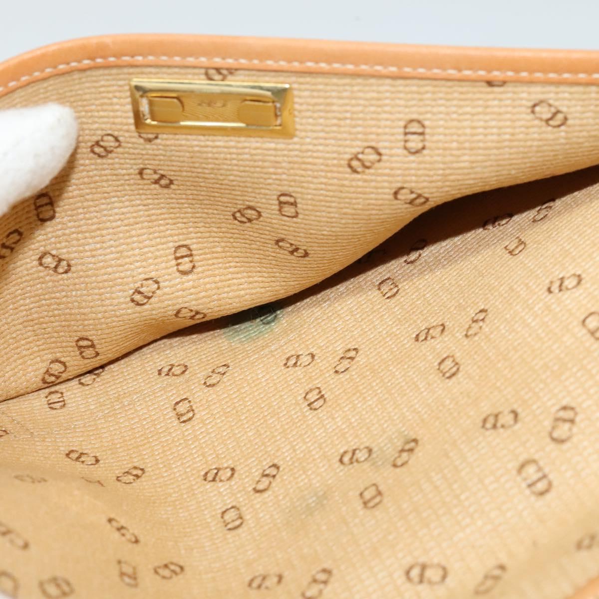 Christian Dior Trotter Canvas Clutch Bag Coated Canvas Brown gold Auth ar13268